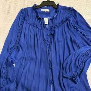 LOFT Royal Blue Ruffled Blouse